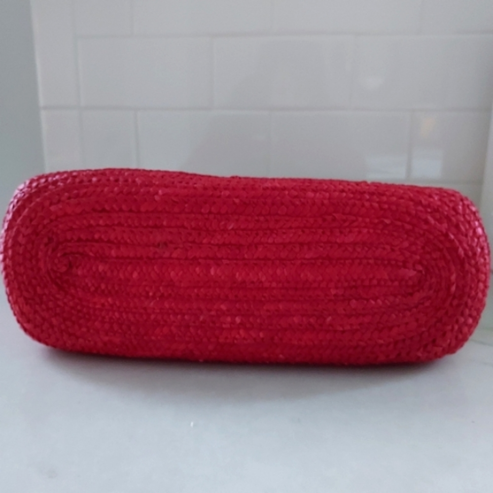 WHEAT STRAW Women's Handbag With Bamboo Handles Color Red - Picture 4 of 8